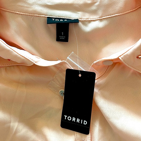 Torrid Beautiful Jewel Collar Long Sleeve Peach Colored Blouse Top Size 1X 14-16 - Picture 4 of 5